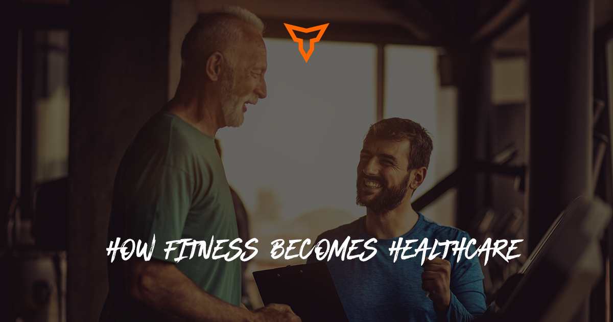 Trainer coaching an old person training